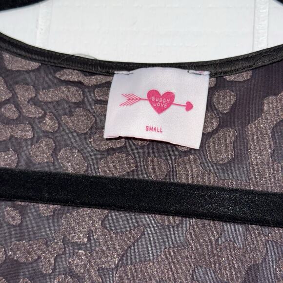 Buddy Love Women’s Velvet Leopard Print Romper Boho Flare Sleeve Mauve Size S - Picture 5 of 6